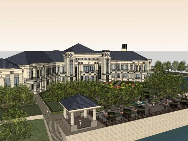 Sketchup Business Model | Multi story Sales Office, Classical Style