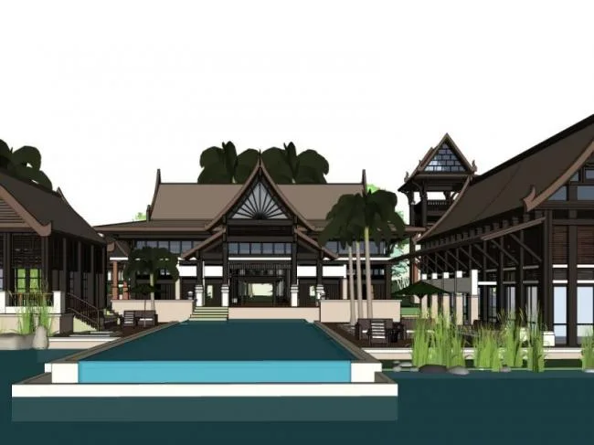 Sketchup Villa Model | Single Family Villa, Classical Style