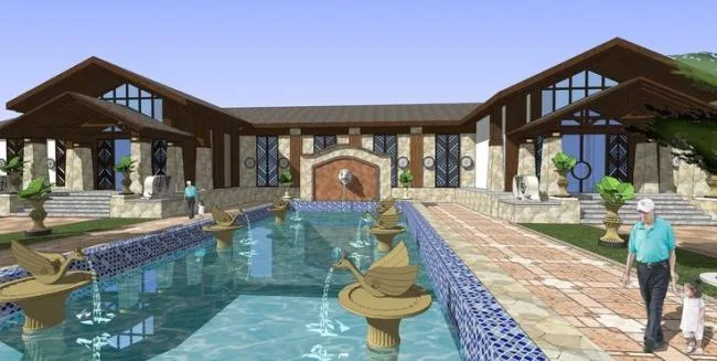 Sketchup Business Model | Multi story Sales Office, Southeast Asian Style
