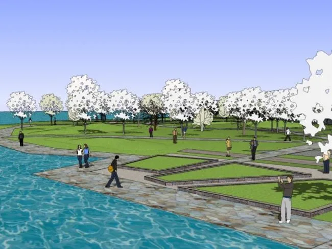 Sketchup Landscape Model | Lakeside Landscape, Waterfront Landscape, Modern Style