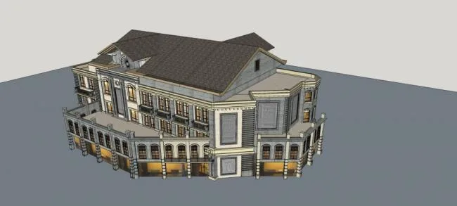 Sketchup Business Model | Multi story commercial building, Republic of China style, Chinese style