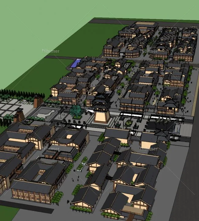 Sketchup Business Model | Multi-story Commercial Street, Antique, Chinese Style