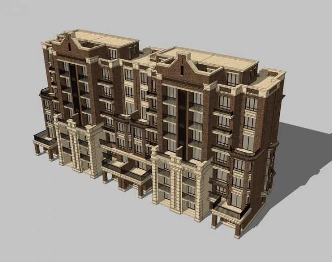 SketchUp Multi-Story British Classical Residential Building Model