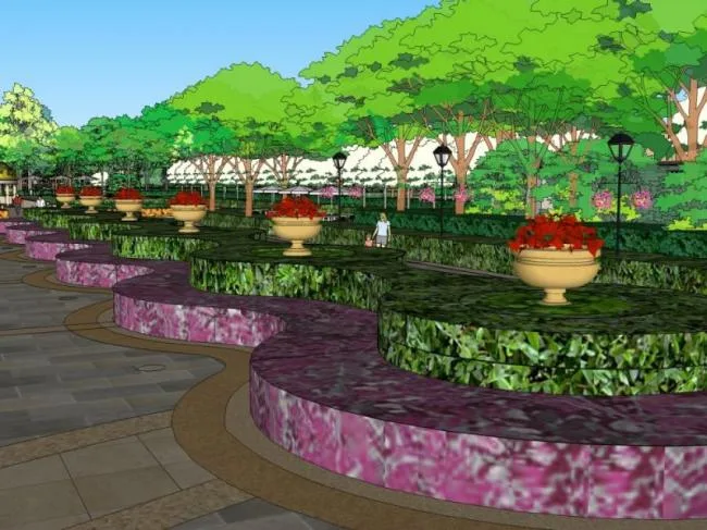 Sketchup Landscape Model | Commercial Landscape, Modern Style