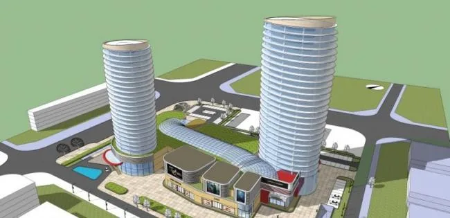 Sketchup Complex Model | Multi story Commercial Complex, Office, Hotel, Modern Style