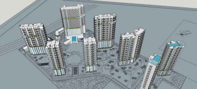 Sketchup Residential Model | High rise residential complex, modern style, residential building