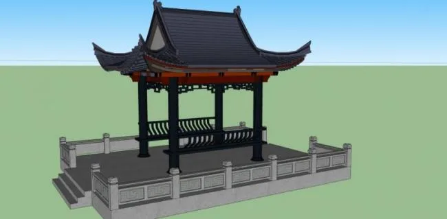 Sketchup Sketch Model | Pavilion, Chinese Style, Sketch