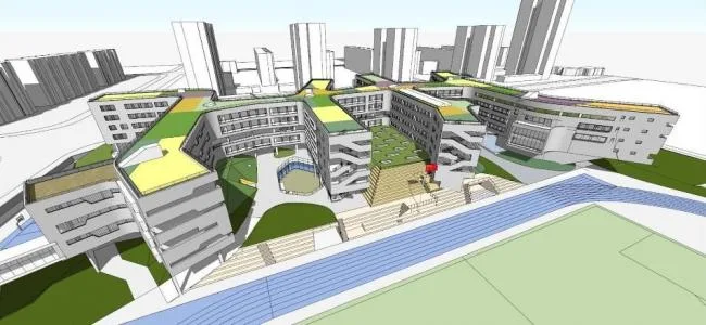 Modern Multi-Story Primary and Secondary School Buildings | SketchUp School Model