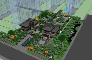 SketchUp Multi-Story Residential and Sales Office Model in Classical Style-BIM WORLD