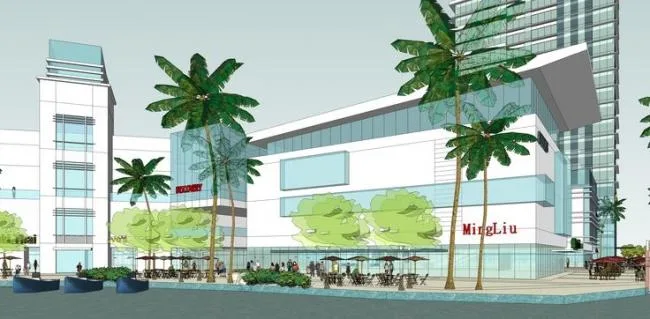 Sketchup Complex Model | Planning Scheme for Waterfront Commercial Complex, High rise Commercial Complex Center, Modern Style