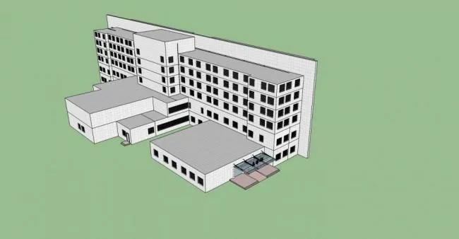 Modern Multi-Story Hospital Model in SketchUp: Contemporary Medical Architecture Design
