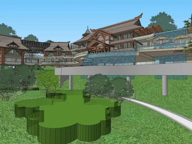 Sketchup Business Model | Multi-story Club, Chinese Style