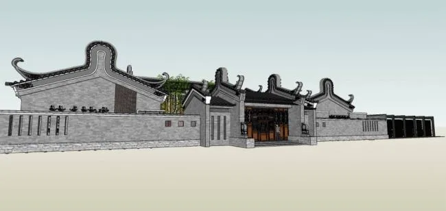 Sketchup Business Model | Multi story clubhouse, commercial building, Chinese style