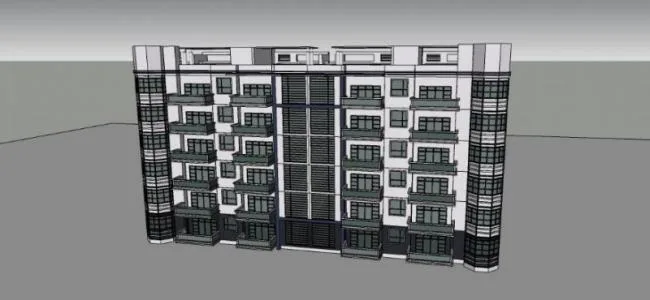 Modern Multi-Story Residential Model in SketchUp