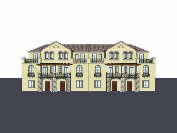 Classical Style Row Villa Residence | SketchUp 3D Model