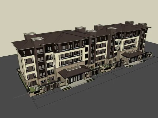 Sketchup Residential Model | Row House, Classical Style