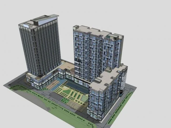 Sketchup Hotel Model | High rise Hotel, Modern Style