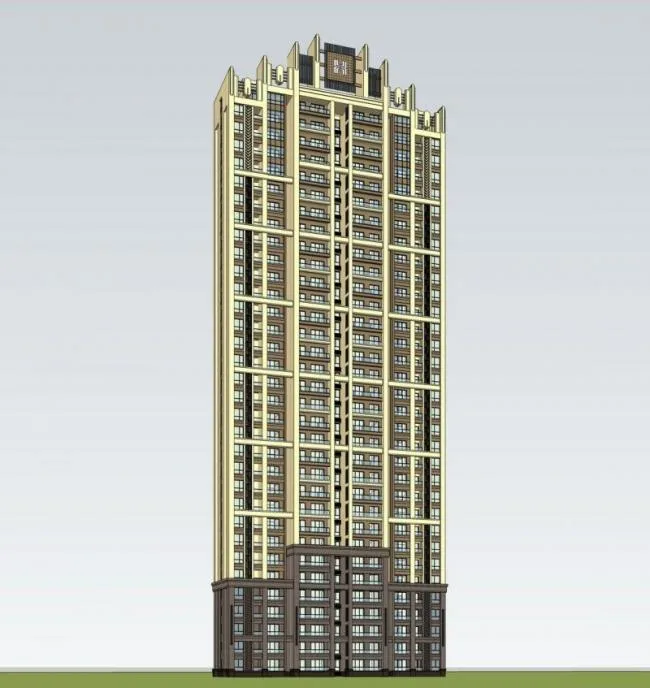 Sketchup Residential Model | Super high-rise residential building, artdeco style classical style, residential architecture