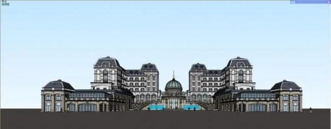 Sketchup Residential Model | Multi story Clubhouse, Multi story Apartment, Classical Style, Glass Dome