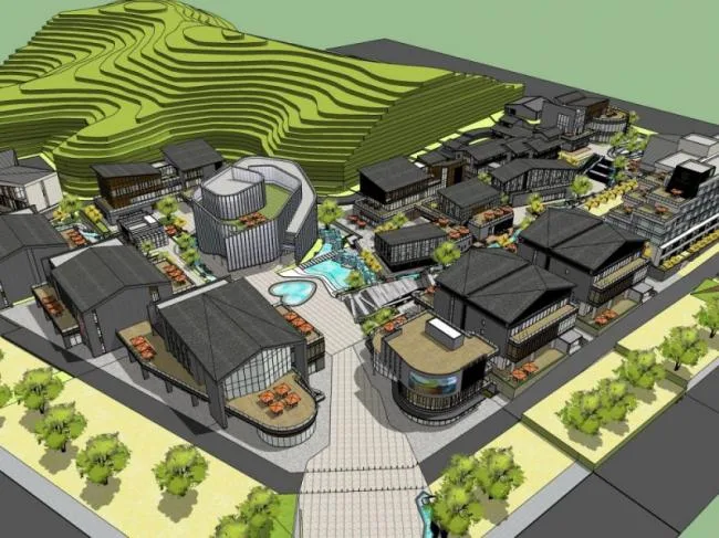 Sketchup Business Model | Multi story Commercial Street, New Chinese Style