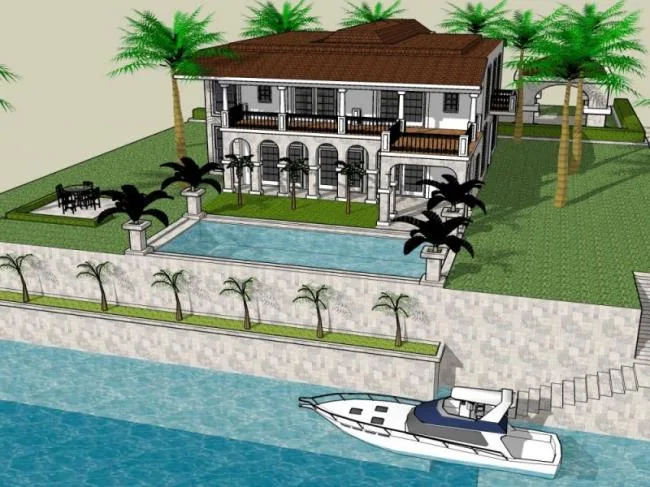 Sketchup Villa Model | Single Family Villa, French Style