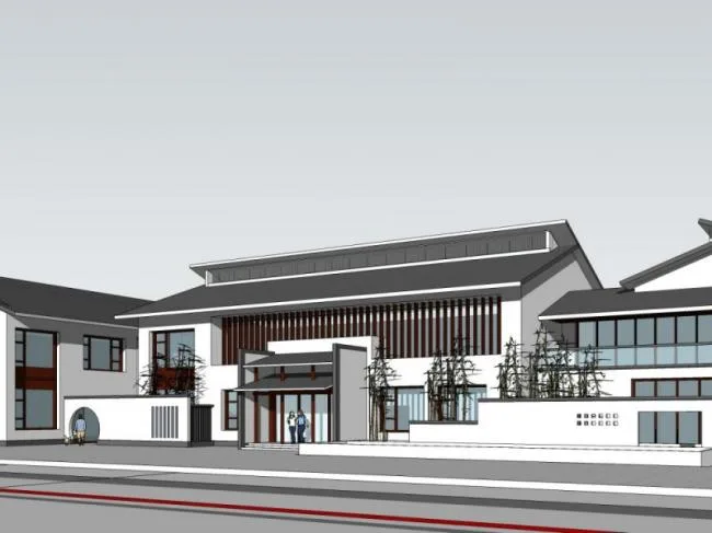 Sketchup Business Model | Low rise Clubhouse, Modern Chinese Style