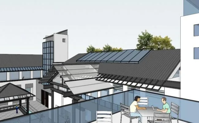 SketchUp Business Model: Multi-Story Huizhou-Style Club with Modern Chinese Design