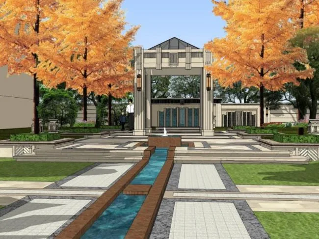 Sketchup Landscape Model | Community Landscape, Residential Landscape, Classical Style