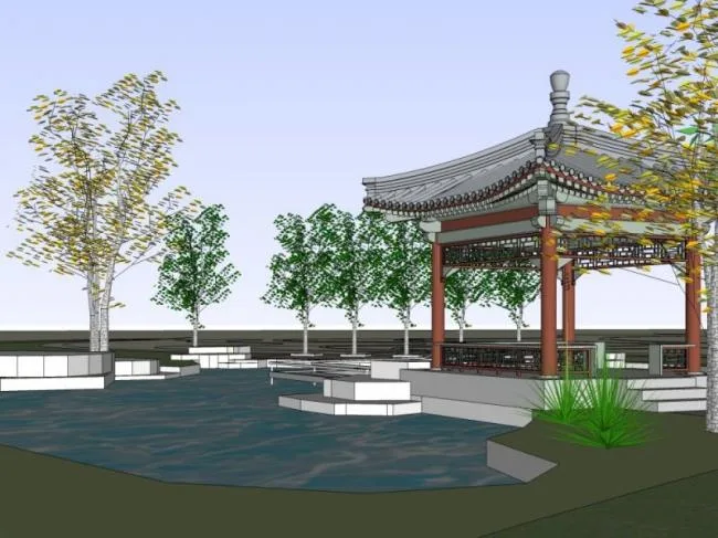Sketchup Landscape Model | Chinese Garden, Landscape Architecture, Chinese Style