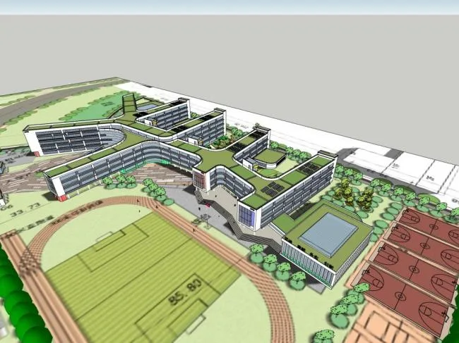 Sketchup School Model | Multi story School, Teaching Building, Campus, Educational Building, Modern Style