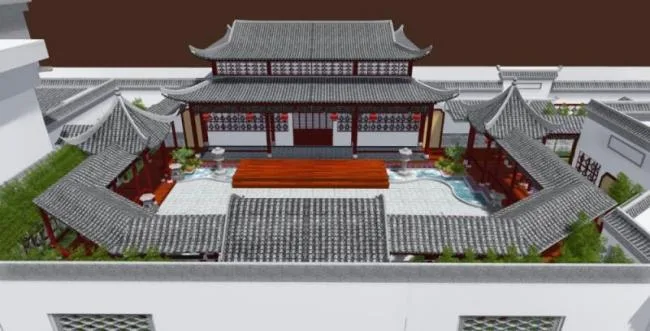 Sketchup Villa Model | Solo Villa, Chinese Style