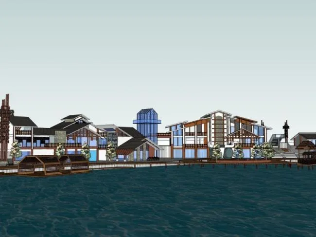 Sketchup Business Model | Multi story Commercial Street, Modern Chinese Style