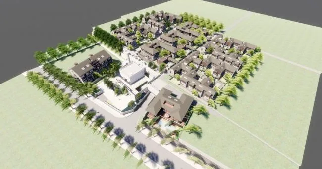 Sketchup Villa Model | Row Villa, New Chinese Style