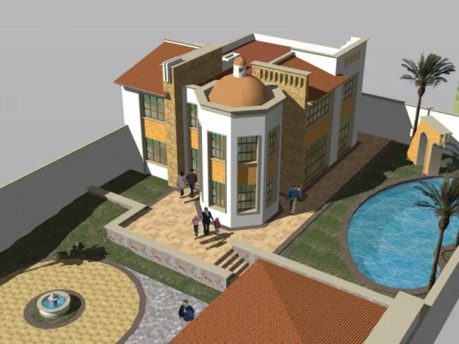 Sketchup Villa Model | Single Family Villa, Classical Style