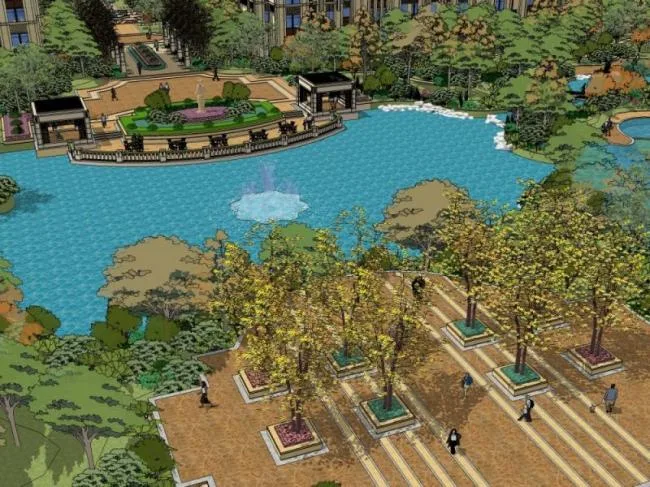 Sketchup Landscape Model | Community Landscape, Residential Landscape, Classical Style