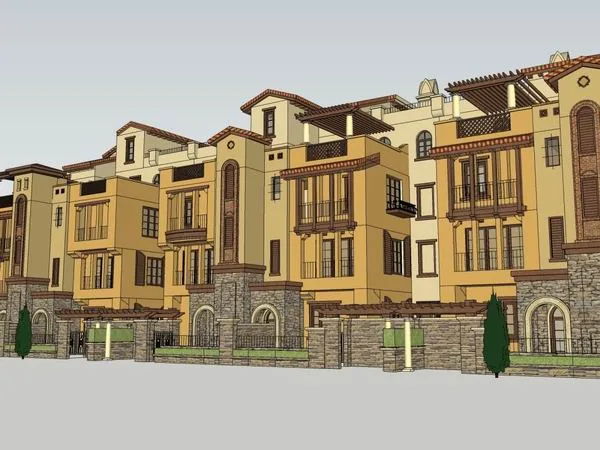 Sketchup Business Model | Multi story Apartment Residential, Classical Style