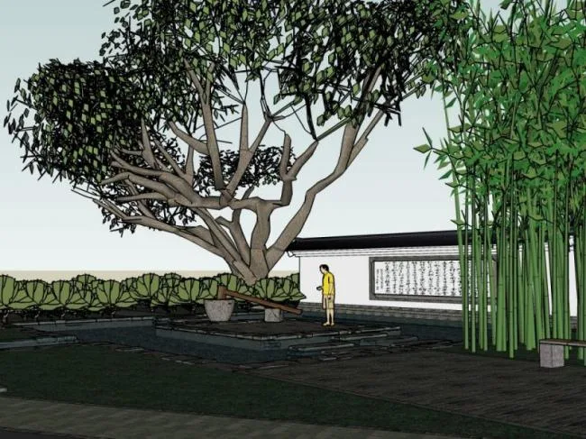 Sketchup Landscape Model | Villa Courtyard Landscape, Villa Landscape, Courtyard Landscape, Chinese Style