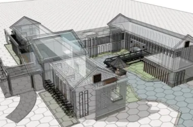 Modern Low-Rise Hotel Architecture in Chinese Style | SketchUp Model-BIM WORLD