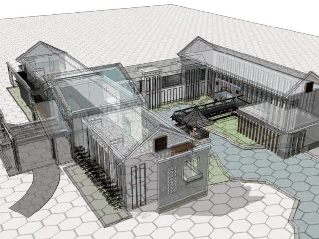 Sketchup Hotel Model | Low rise Hotel Architecture, Modern Chinese Style