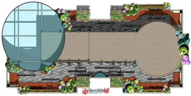 Sketchup Landscape Model | Roof Garden, Modern Style