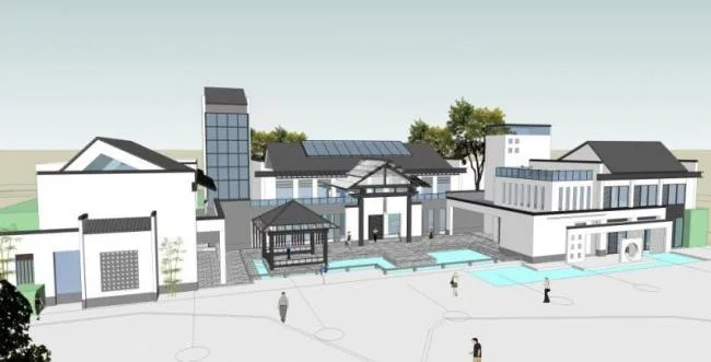 Sketchup Business Model | Low rise Clubhouse, Modern Chinese Style