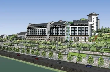 SketchUp Model of a Multi-Story Classical Mountain Hotel-BIM WORLD