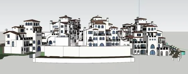 Sketchup Villa Model | Villa Cluster, Spanish Classical Style