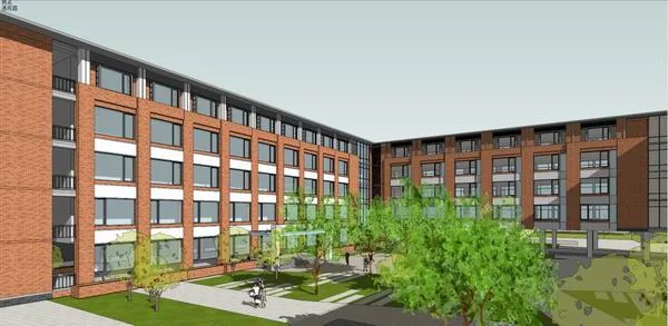 Modern Multi-Story Educational Building Model for Campus Design in SketchUp