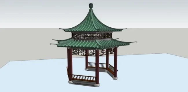 Sketchup Sketch Model | Pavilion, Chinese Style, Sketch