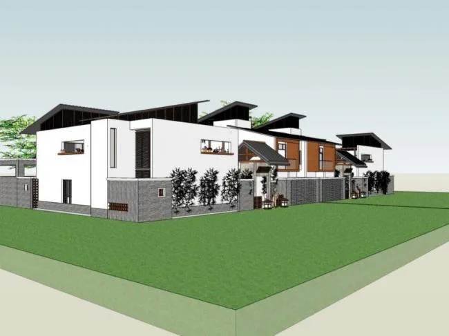 Sketchup Villa Model | Double Split Villa, Chinese Style