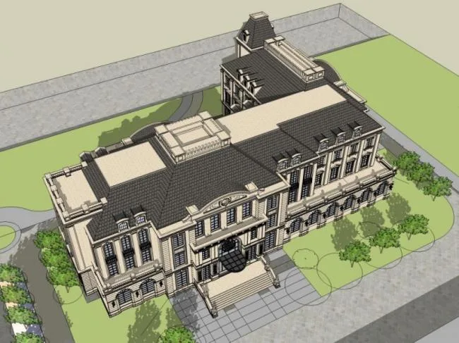 Sketchup Business Model | Multi story Clubhouse, Classical Style