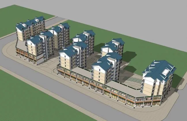 Sketchup Residential Model | Multi-story Residence, New Chinese Style, Commercial Skirt, Residential Building