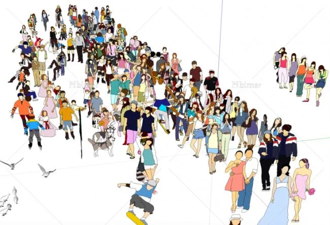 SketchUp Material Pack: 2D Character Scenery for Beach Vacation and Tourism Scenes
