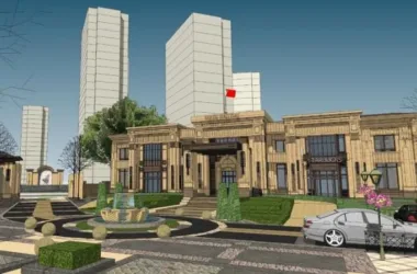 SketchUp Business Model: Multi-Story Sales Center and European Classical Commercial Building-BIM WORLD
